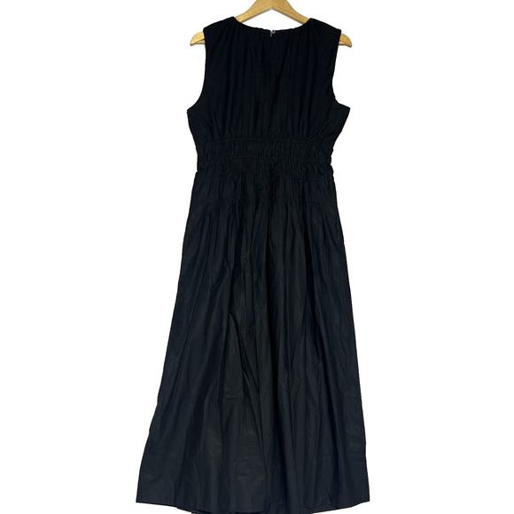 Hyacinth Dress in Cotton Poplin Medium Black Midi Smocked A Line Classic Modest - Picture 2 of 12